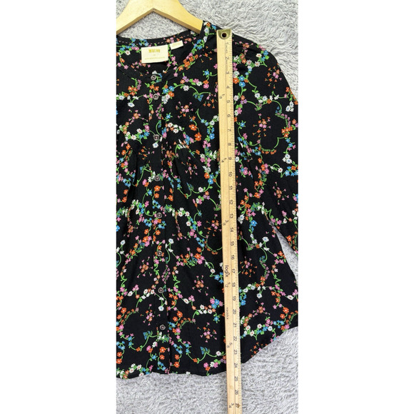 Anthrpologie Maeve Black Floral Blouse Sz 8 Button Down - Picture 7 of 13
